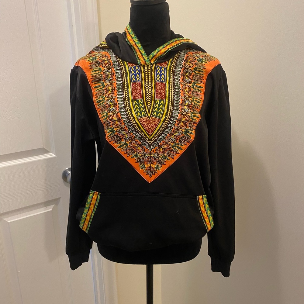 Black and Orange Patterned Women's Hoodie